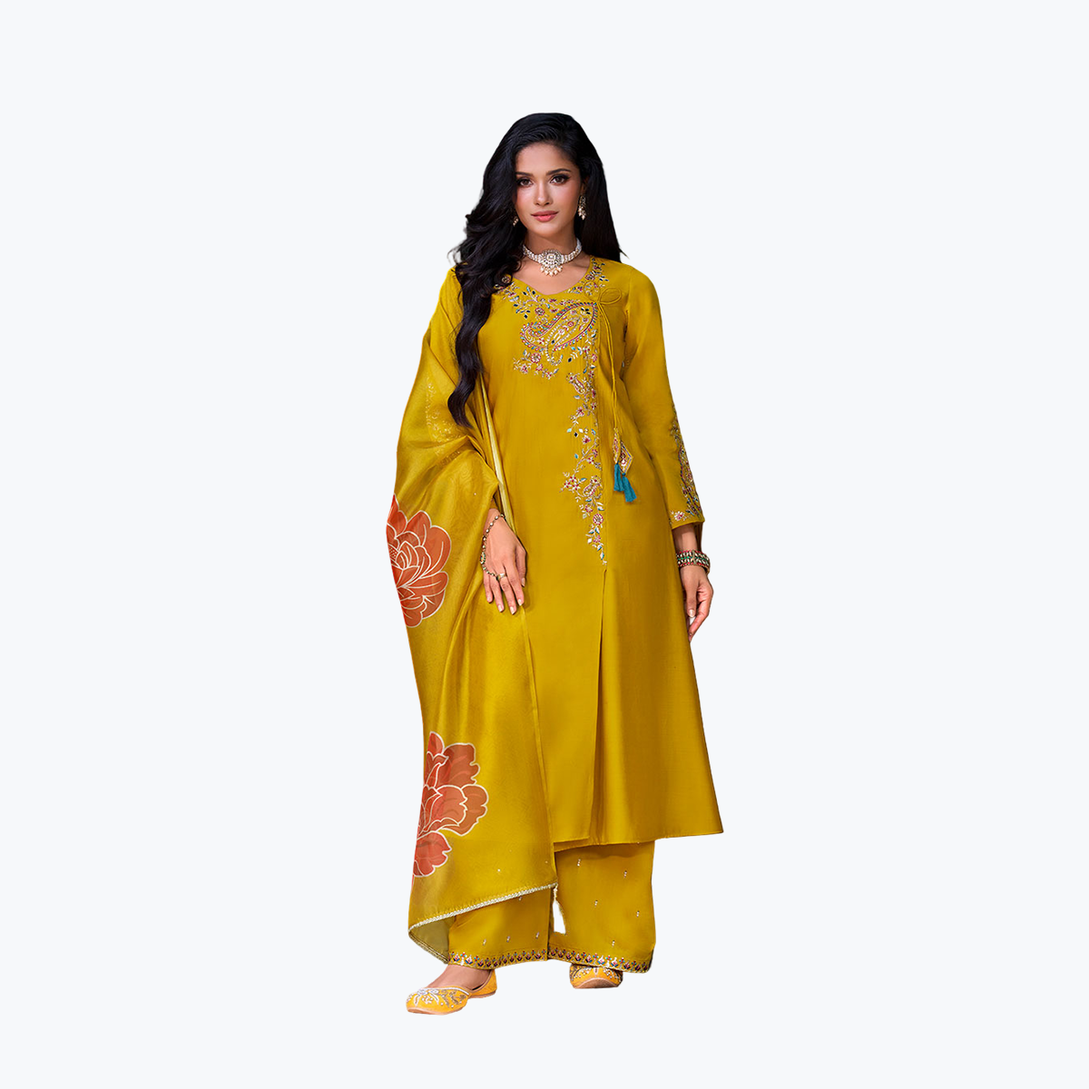 Lily & Lali Mustard Yellow A-Line Kurta
