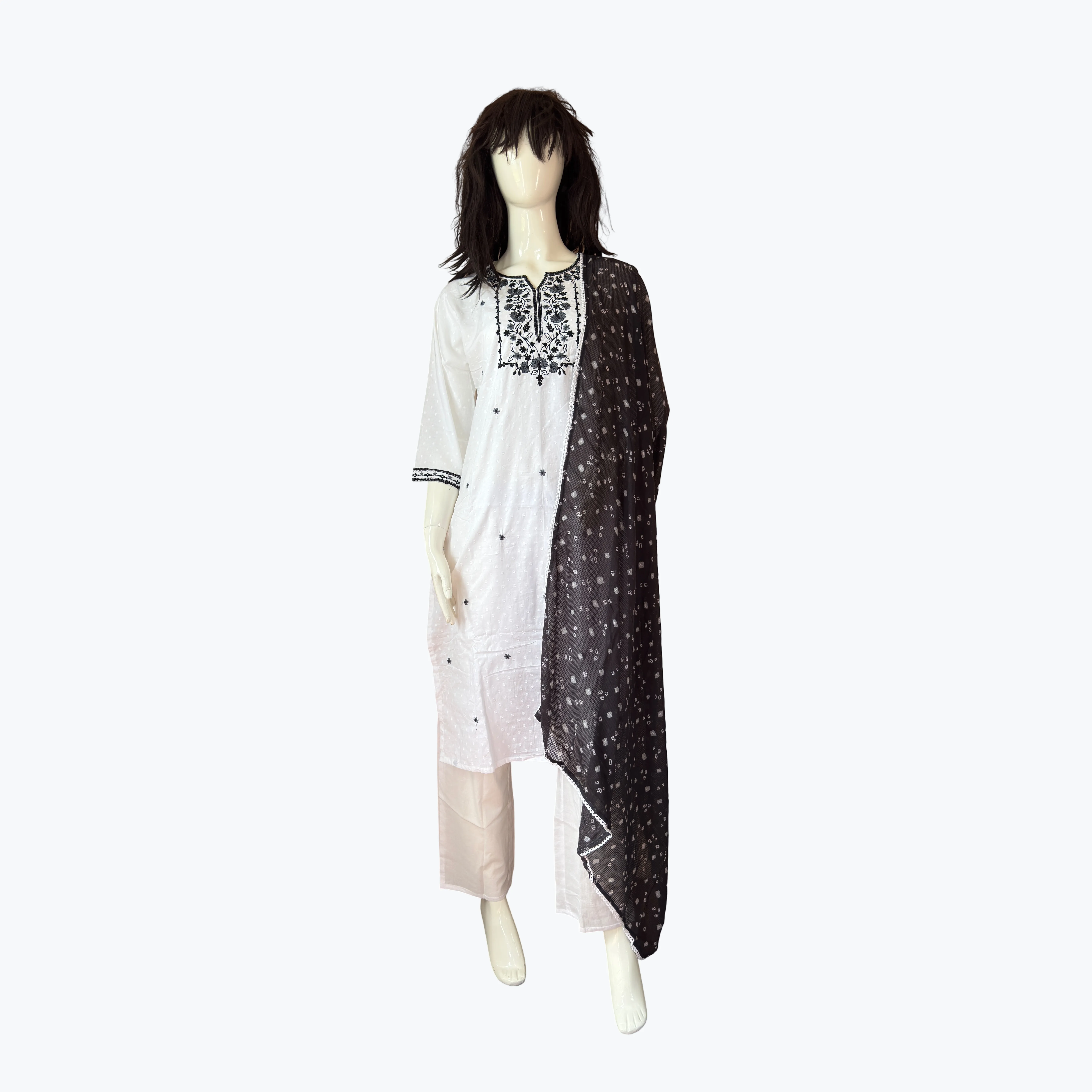 Black & White Cotton Kurta