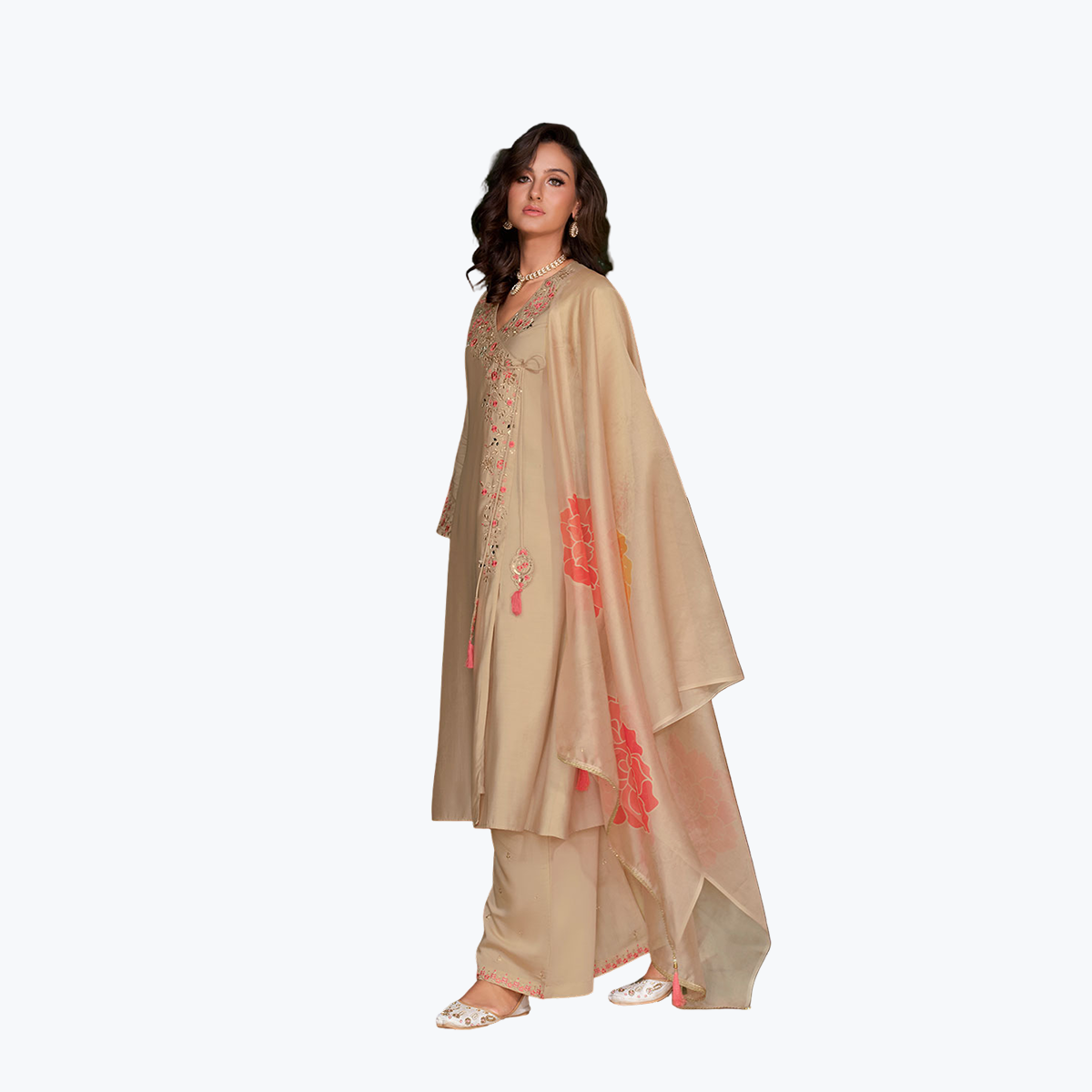 Lily & Lali Beige A-Line Kurta